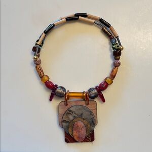 Colorful Beaded Necklace with Artistic Pendant